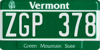 VT license plate ZGP378