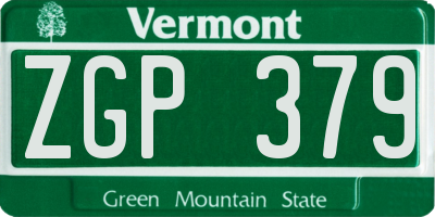 VT license plate ZGP379