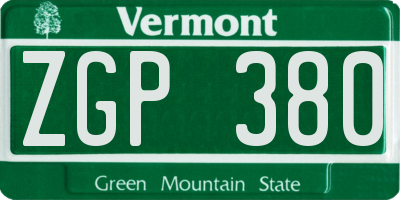 VT license plate ZGP380