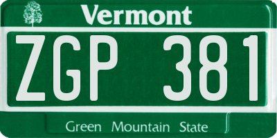 VT license plate ZGP381