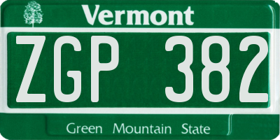 VT license plate ZGP382