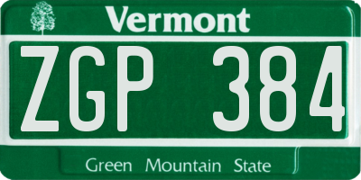 VT license plate ZGP384