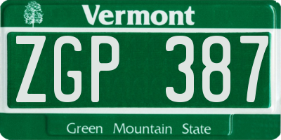 VT license plate ZGP387