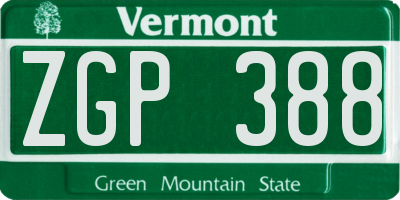 VT license plate ZGP388