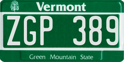 VT license plate ZGP389