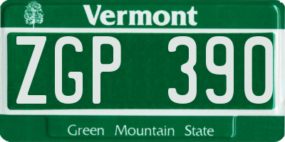 VT license plate ZGP390