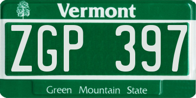 VT license plate ZGP397