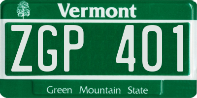 VT license plate ZGP401