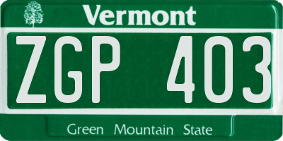 VT license plate ZGP403
