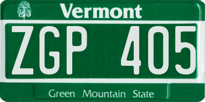 VT license plate ZGP405