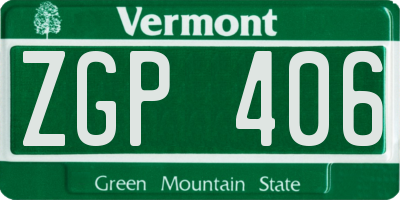 VT license plate ZGP406