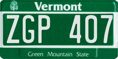 VT license plate ZGP407