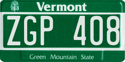 VT license plate ZGP408