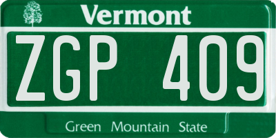 VT license plate ZGP409