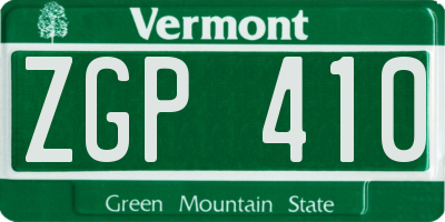 VT license plate ZGP410