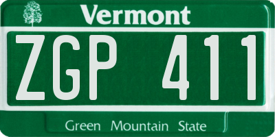 VT license plate ZGP411