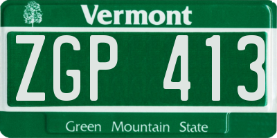 VT license plate ZGP413