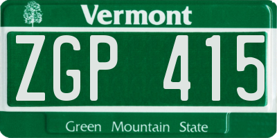 VT license plate ZGP415