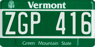VT license plate ZGP416