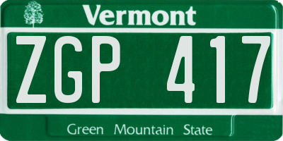 VT license plate ZGP417