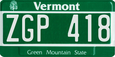 VT license plate ZGP418