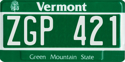 VT license plate ZGP421