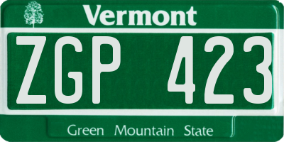VT license plate ZGP423
