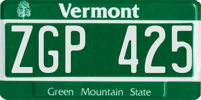 VT license plate ZGP425