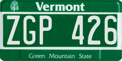 VT license plate ZGP426