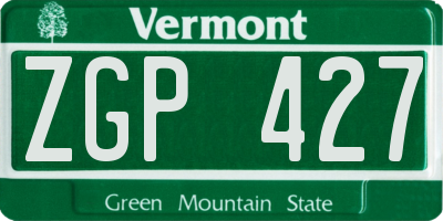 VT license plate ZGP427