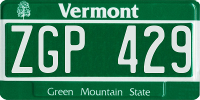 VT license plate ZGP429