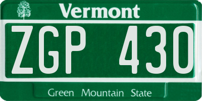 VT license plate ZGP430