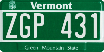 VT license plate ZGP431