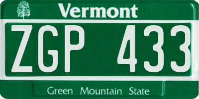 VT license plate ZGP433