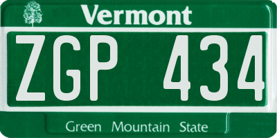 VT license plate ZGP434