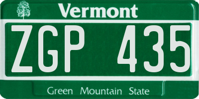 VT license plate ZGP435