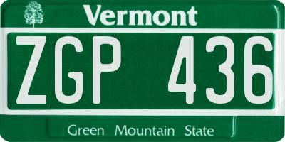 VT license plate ZGP436