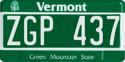 VT license plate ZGP437