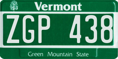 VT license plate ZGP438