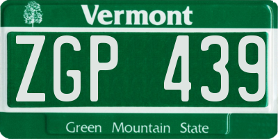 VT license plate ZGP439