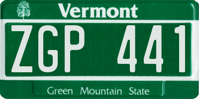 VT license plate ZGP441
