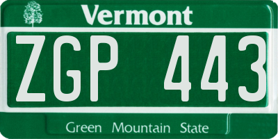 VT license plate ZGP443