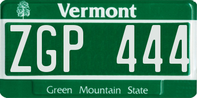 VT license plate ZGP444
