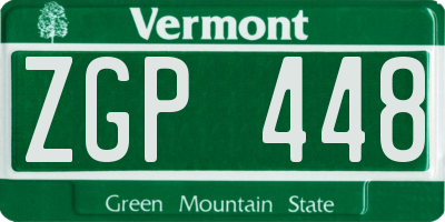VT license plate ZGP448