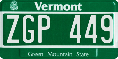 VT license plate ZGP449