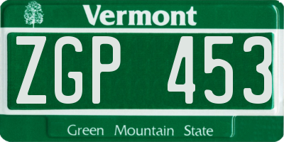 VT license plate ZGP453