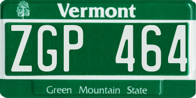 VT license plate ZGP464