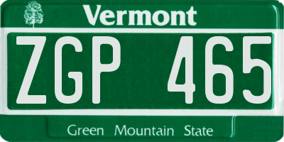 VT license plate ZGP465