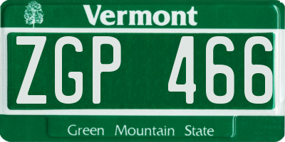 VT license plate ZGP466