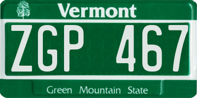 VT license plate ZGP467